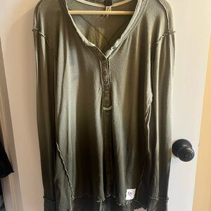 We The Free Olive Green Boho Top